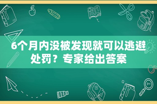 6個月內沒被發現就可以逃避處罰？專家給出答案