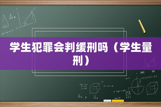 學生犯罪會判緩刑嗎（學生量刑）