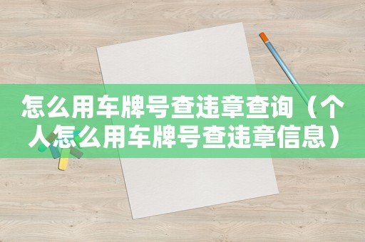 怎么用車牌號查違章查詢（個人怎么用車牌號查違章信息）