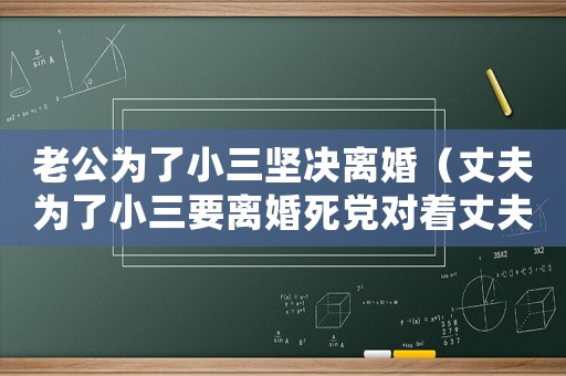老公為了小三堅決離婚（丈夫為了小三要離婚死黨對著丈夫打罵）