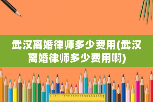 武漢離婚律師多少費用(武漢離婚律師多少費用啊)