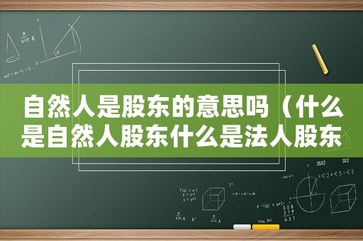 自然人是股東的意思嗎（什么是自然人股東什么是法人股東）