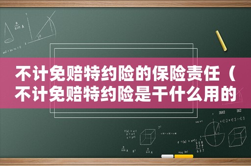 不計(jì)免賠特約險(xiǎn)的保險(xiǎn)責(zé)任（不計(jì)免賠特約險(xiǎn)是干什么用的?）