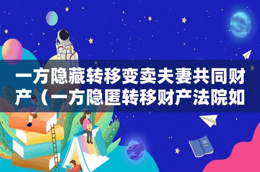一方隱藏轉移變賣夫妻共同財產（一方隱匿轉移財產法院如何認定）