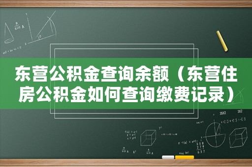 東營公積金查詢余額（東營住房公積金如何查詢繳費記錄）