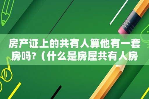 房產證上的共有人算他有一套房嗎?（什么是房屋共有人房產證只有一個人）