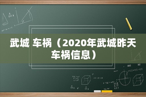 武城 車禍（2020年武城昨天車禍信息）