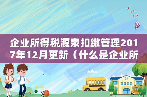 企業所得稅源泉扣繳管理2017年12月更新（什么是企業所得稅源泉扣繳的）