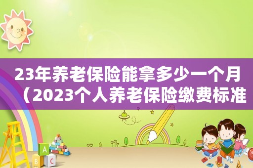 23年養(yǎng)老保險能拿多少一個月（2023個人養(yǎng)老保險繳費標(biāo)準(zhǔn)是多少）