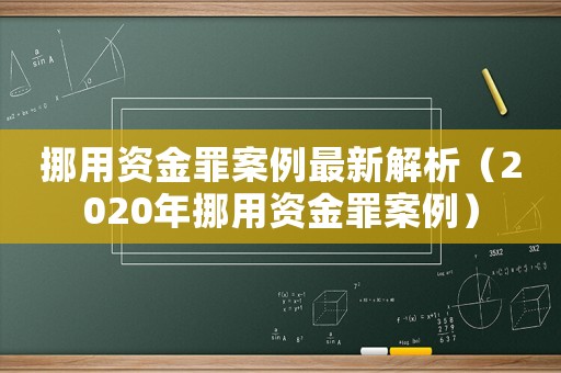 挪用資金罪案例最新解析（2020年挪用資金罪案例）