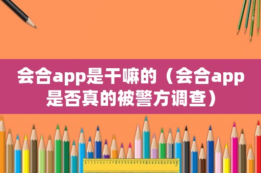 會合app是干嘛的（會合app是否真的被警方調查）
