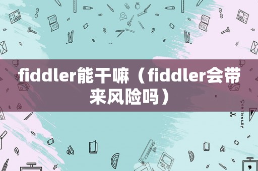 fiddler能干嘛（fiddler會帶來風險嗎）