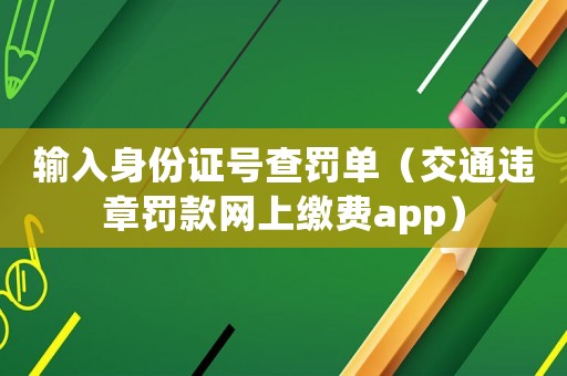 輸入身份證號查罰單（交通違章罰款網上繳費app）