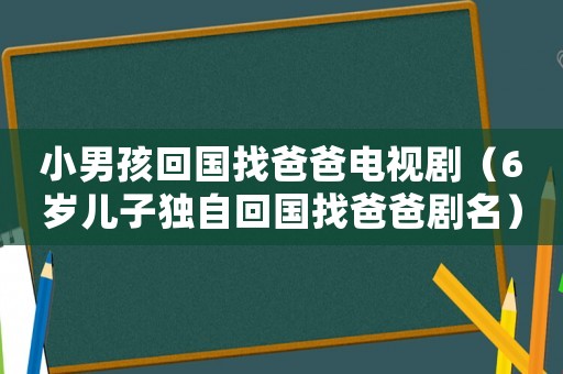小男孩回國找爸爸電視劇（6歲兒子獨自回國找爸爸劇名）