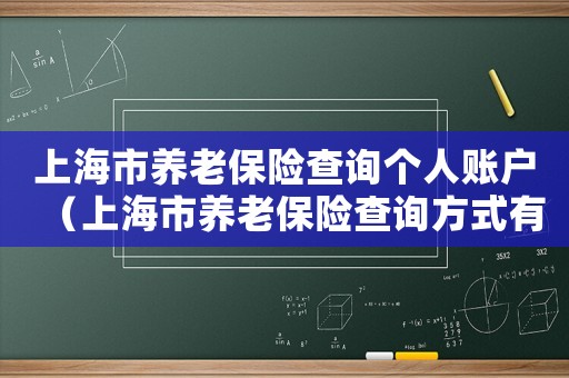 上海市養(yǎng)老保險(xiǎn)查詢個人賬戶（上海市養(yǎng)老保險(xiǎn)查詢方式有幾種）