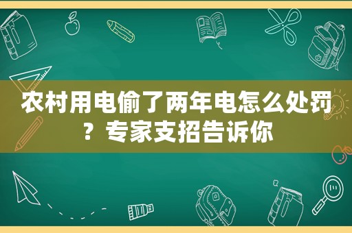 農村用電偷了兩年電怎么處罰？專家支招告訴你