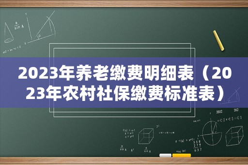 2023年養老繳費明細表（2023年農村社保繳費標準表）