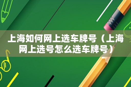 上海如何網上選車牌號（上海網上選號怎么選車牌號）