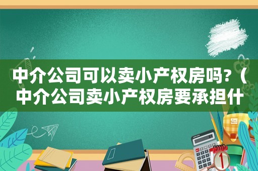 中介公司可以賣小產權房嗎?（中介公司賣小產權房要承擔什么責任）