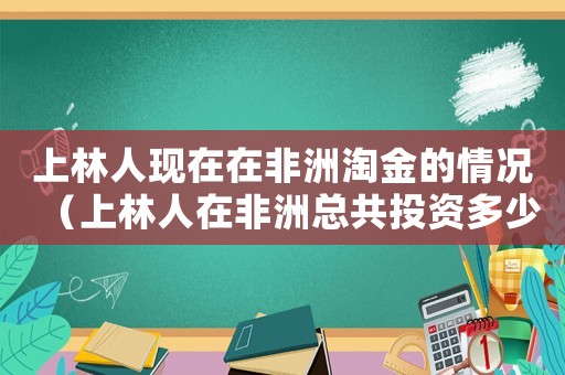 上林人現在在非洲淘金的情況（上林人在非洲總共投資多少錢）
