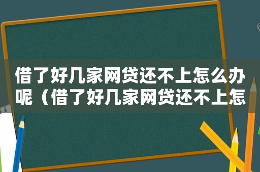 借了好幾家網貸還不上怎么辦呢（借了好幾家網貸還不上怎么辦）
