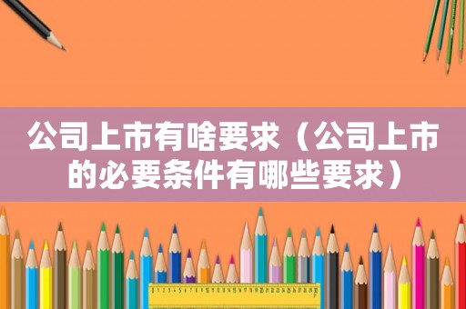 公司上市有啥要求（公司上市的必要條件有哪些要求）