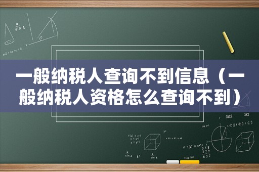 一般納稅人查詢不到信息（一般納稅人資格怎么查詢不到）