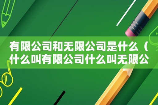 有限公司和無限公司是什么（什么叫有限公司什么叫無限公司）