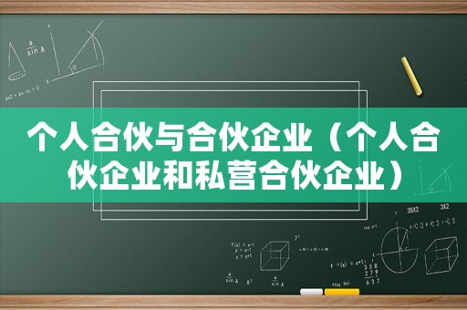 個(gè)人合伙與合伙企業(yè)（個(gè)人合伙企業(yè)和私營(yíng)合伙企業(yè)）