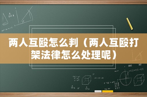 兩人互毆怎么判（兩人互毆打架法律怎么處理呢）