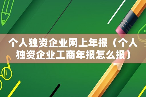 個人獨資企業網上年報（個人獨資企業工商年報怎么報）
