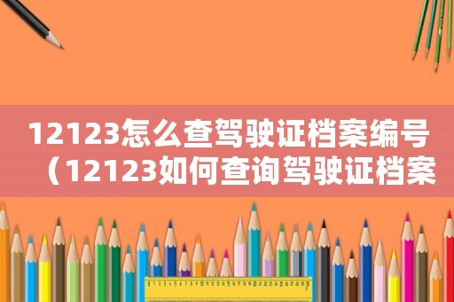 12123怎么查駕駛證檔案編號（12123如何查詢駕駛證檔案編號）