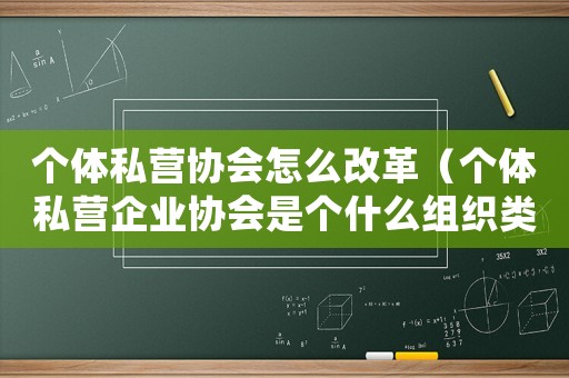 個體私營協會怎么改革（個體私營企業協會是個什么組織類型）