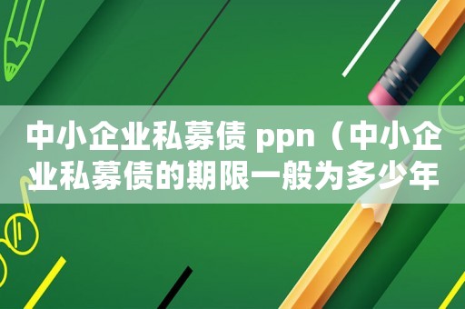 中小企業私募債 ppn（中小企業私募債的期限一般為多少年）