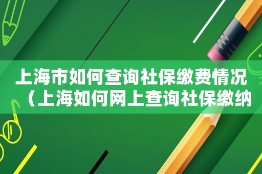 上海市如何查詢社保繳費情況（上海如何網上查詢社保繳納情況）