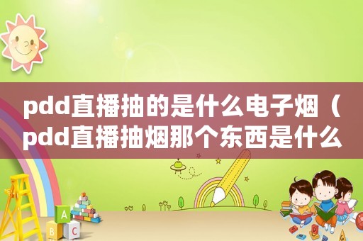 pdd直播抽的是什么電子煙（pdd直播抽煙那個東西是什么）