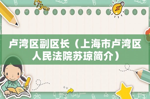 盧灣區副區長（上海市盧灣區人民法院蘇瓊簡介）