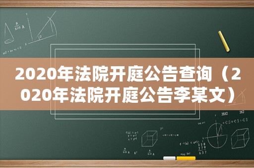 2020年法院開庭公告查詢（2020年法院開庭公告李某文）