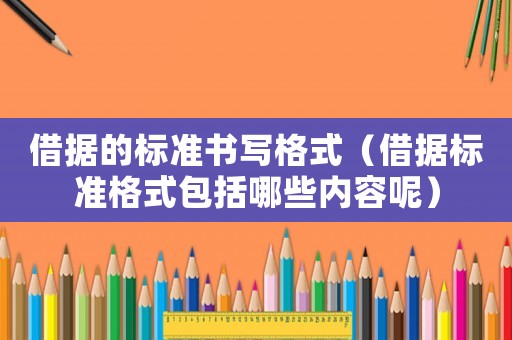 借據的標準書寫格式（借據標準格式包括哪些內容呢）