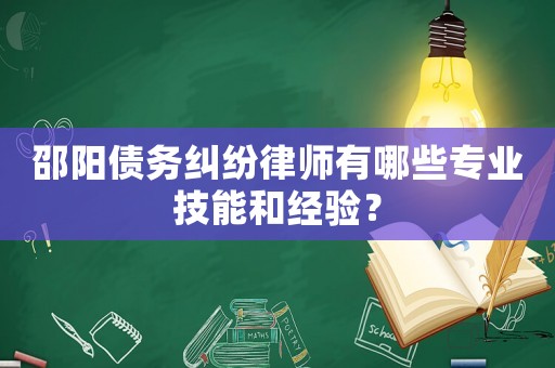 邵陽債務糾紛律師有哪些專業技能和經驗？