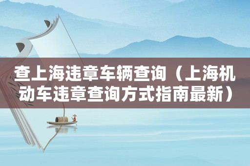 查上海違章車輛查詢（上海機動車違章查詢方式指南最新）