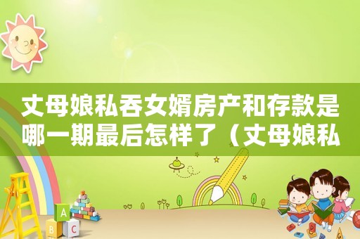 丈母娘私吞女婿房產(chǎn)和存款是哪一期最后怎樣了（丈母娘私吞女婿房產(chǎn)和存款是哪一期）