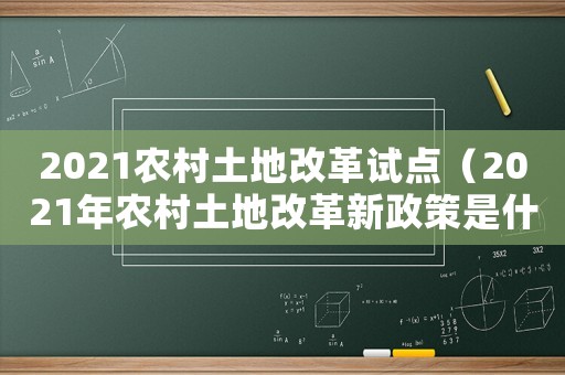 2021農村土地改革試點（2021年農村土地改革新政策是什么）