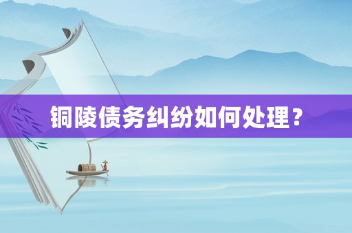 銅陵債務糾紛如何處理？