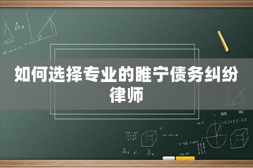 如何選擇專業的睢寧債務糾紛律師