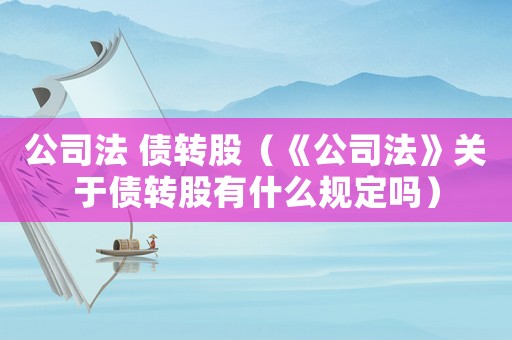公司法 債轉(zhuǎn)股（《公司法》關于債轉(zhuǎn)股有什么規(guī)定嗎）