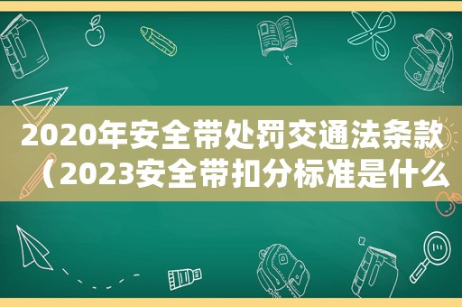 2020年安全帶處罰交通法條款（2023安全帶扣分標準是什么意思）
