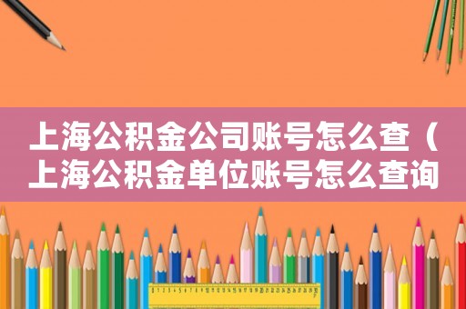 上海公積金公司賬號怎么查（上海公積金單位賬號怎么查詢繳費記錄）
