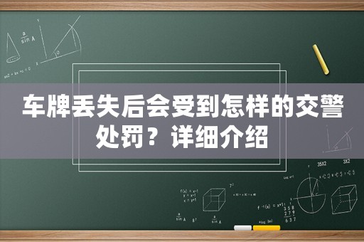 車牌丟失后會受到怎樣的交警處罰？詳細介紹