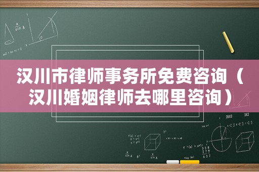 漢川市律師事務所免費咨詢（漢川婚姻律師去哪里咨詢）